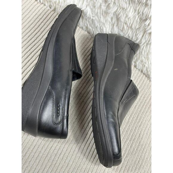 Ecco Shoes Womens Size 40 US 9 Black Leather Slip On Comfort Loafers Shock Point - Picture 5 of 7